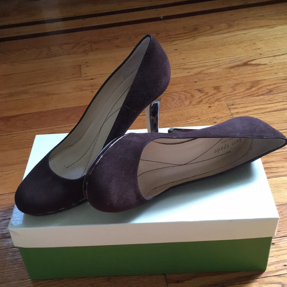 Kate spade Kendra suede patent tortoise heels